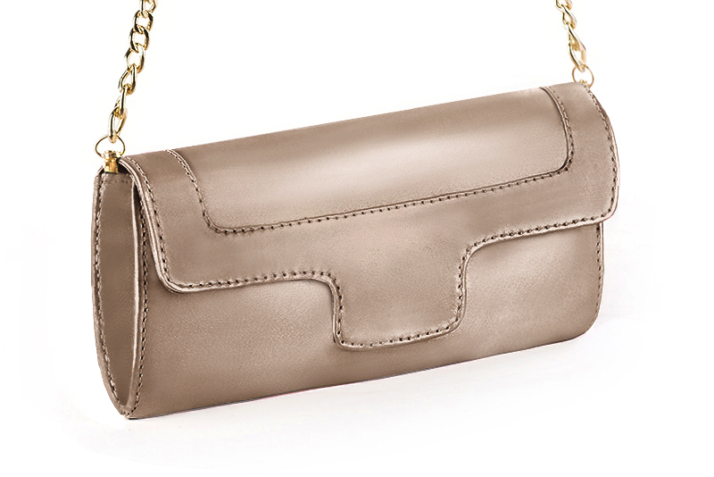 Tan beige luxurious elegant clutch for ceremonies, weddings and evenings out.